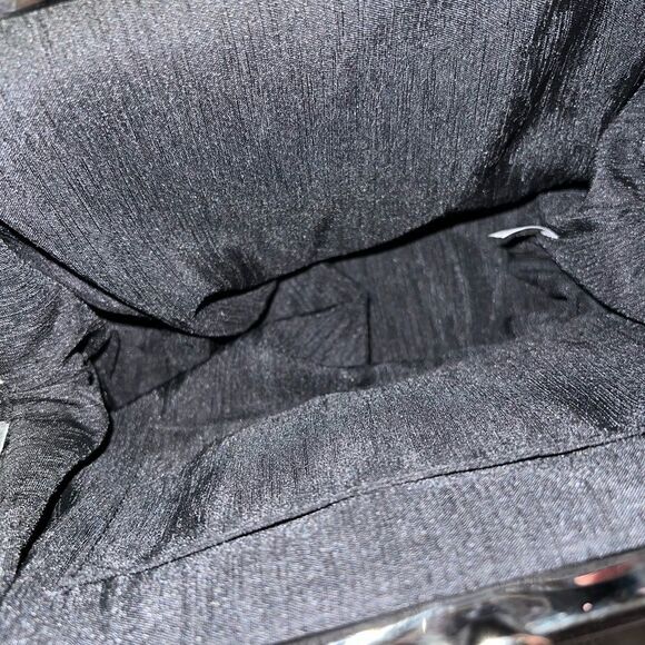 Adorable black patten leather look satchel white clasp closure! - Picture 9 of 17